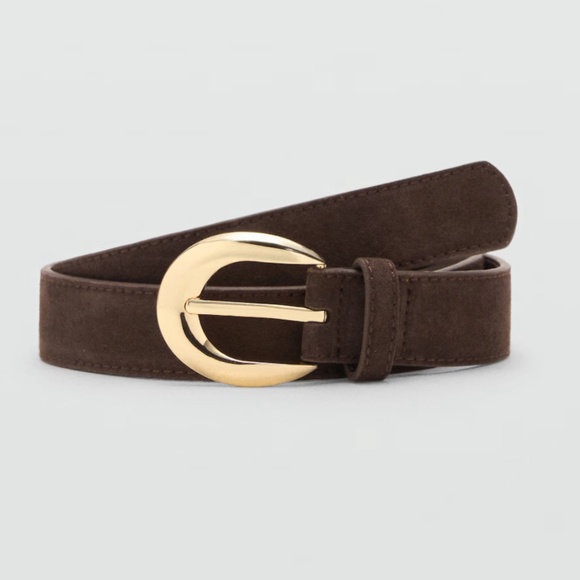 Leather belt with oval buckle Mango S - Picture 1 of 5